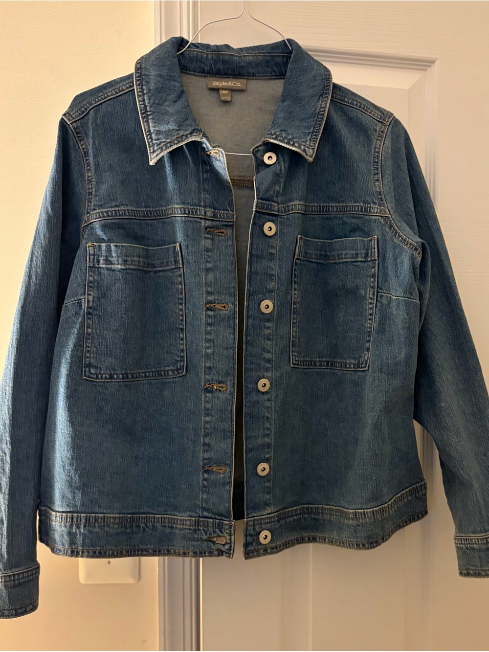 Style & Co. Medium Blue Denim Button-Up Jean Jacket